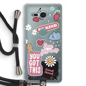 CaseCompany Positivity: Sony Xperia XZ2 Compact Transparant Hoesje met koord