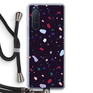 CaseCompany Dark Rounded Terrazzo: Sony Xperia 5 II Transparant Hoesje met koord