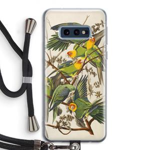 CaseCompany Carolinaparkiet: Samsung Galaxy S10e Transparant Hoesje met koord