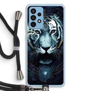CaseCompany Darkness Tiger: Samsung Galaxy A52 Transparant Hoesje met koord