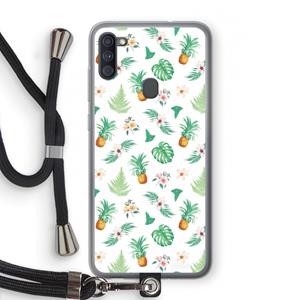 CaseCompany Ananas bladeren: Samsung Galaxy A11 Transparant Hoesje met koord