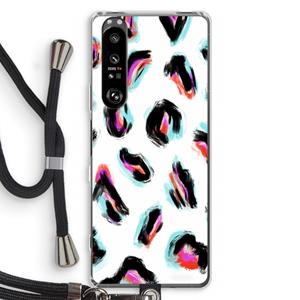 CaseCompany Cheetah color: Sony Xperia 1 III Transparant Hoesje met koord