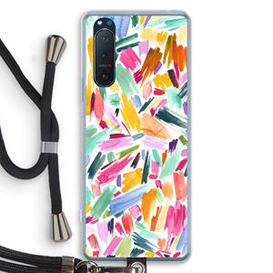 CaseCompany Watercolor Brushstrokes: Sony Xperia 5 II Transparant Hoesje met koord