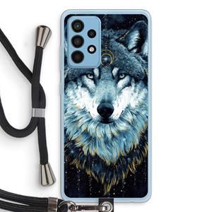 CaseCompany Darkness Wolf: Samsung Galaxy A52 Transparant Hoesje met koord