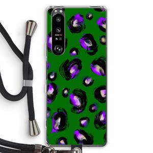 CaseCompany Green Cheetah: Sony Xperia 1 III Transparant Hoesje met koord