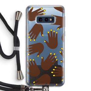 CaseCompany Hands dark: Samsung Galaxy S10e Transparant Hoesje met koord