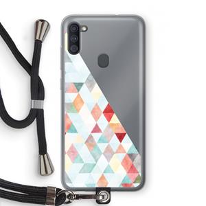 CaseCompany Gekleurde driehoekjes pastel: Samsung Galaxy A11 Transparant Hoesje met koord