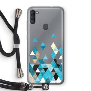 CaseCompany Gekleurde driehoekjes blauw: Samsung Galaxy A11 Transparant Hoesje met koord