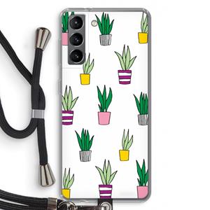 CaseCompany Sanseveria: Samsung Galaxy S21 Transparant Hoesje met koord