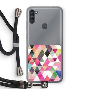 CaseCompany Gekleurde driehoekjes: Samsung Galaxy A11 Transparant Hoesje met koord