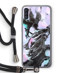 CaseCompany Pastel zwart: Samsung Galaxy A11 Transparant Hoesje met koord