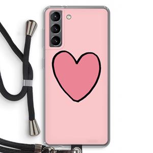 CaseCompany Hartje: Samsung Galaxy S21 Transparant Hoesje met koord