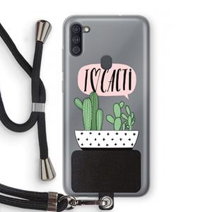 CaseCompany I love cacti: Samsung Galaxy A11 Transparant Hoesje met koord