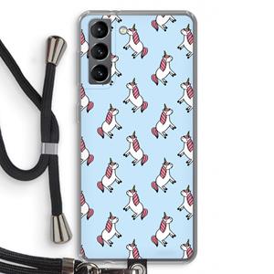 CaseCompany Eenhoorns overal: Samsung Galaxy S21 Transparant Hoesje met koord