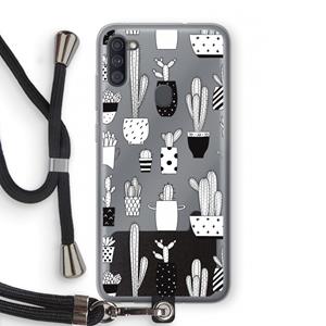 CaseCompany Cactusmotief: Samsung Galaxy A11 Transparant Hoesje met koord