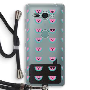 CaseCompany Smiley watermeloenprint: Sony Xperia XZ2 Compact Transparant Hoesje met koord