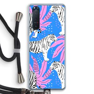 CaseCompany Tijger: Sony Xperia 5 II Transparant Hoesje met koord