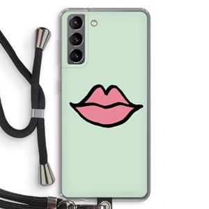 CaseCompany Kusje: Samsung Galaxy S21 Transparant Hoesje met koord