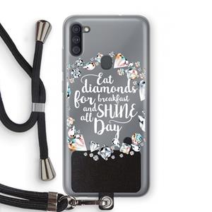 CaseCompany Diamonds: Samsung Galaxy A11 Transparant Hoesje met koord