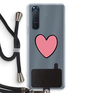CaseCompany Hartje: Sony Xperia 5 II Transparant Hoesje met koord