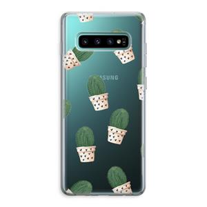 CaseCompany Cactusprint roze: Samsung Galaxy S10 Plus Transparant Hoesje