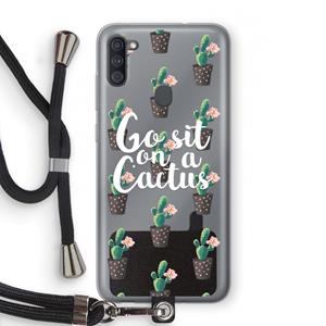 CaseCompany Cactus quote: Samsung Galaxy A11 Transparant Hoesje met koord