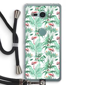 CaseCompany Flamingo bladeren: Sony Xperia XZ2 Compact Transparant Hoesje met koord
