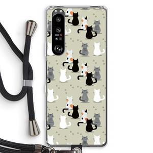 CaseCompany Katten: Sony Xperia 1 III Transparant Hoesje met koord
