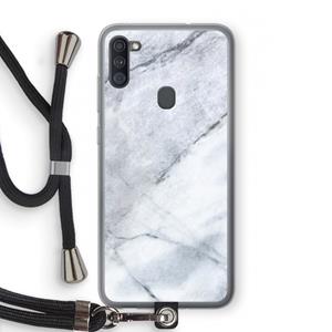 CaseCompany Witte marmer: Samsung Galaxy A11 Transparant Hoesje met koord