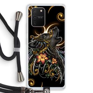 CaseCompany Huilende Wolf: Samsung Galaxy S10 Lite Transparant Hoesje met koord