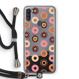 CaseCompany Donuts: Samsung Galaxy A11 Transparant Hoesje met koord