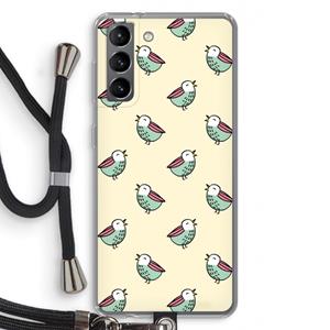 CaseCompany Vogeltjes: Samsung Galaxy S21 Transparant Hoesje met koord