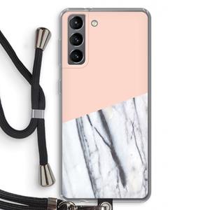 CaseCompany A touch of peach: Samsung Galaxy S21 Transparant Hoesje met koord