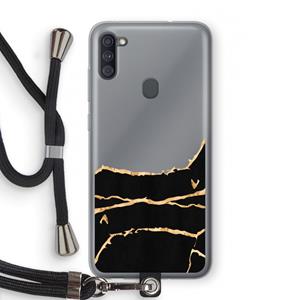 CaseCompany Gouden marmer: Samsung Galaxy A11 Transparant Hoesje met koord
