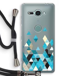 CaseCompany Gekleurde driehoekjes blauw: Sony Xperia XZ2 Compact Transparant Hoesje met koord