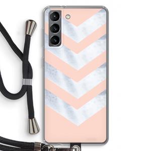 CaseCompany Marmeren pijlen: Samsung Galaxy S21 Transparant Hoesje met koord