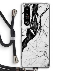 CaseCompany Witte marmer 2: Sony Xperia 1 III Transparant Hoesje met koord