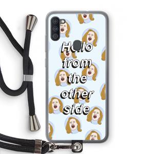 CaseCompany Hello: Samsung Galaxy A11 Transparant Hoesje met koord