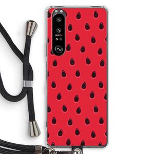CaseCompany Watermelon: Sony Xperia 1 III Transparant Hoesje met koord