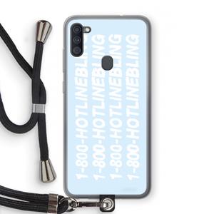 CaseCompany Hotline bling blue: Samsung Galaxy A11 Transparant Hoesje met koord