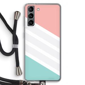 CaseCompany Strepen pastel: Samsung Galaxy S21 Transparant Hoesje met koord