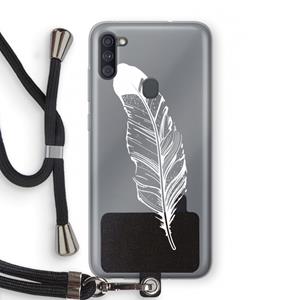 CaseCompany Pluim: Samsung Galaxy A11 Transparant Hoesje met koord