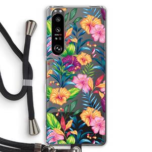 CaseCompany Tropisch 2: Sony Xperia 1 III Transparant Hoesje met koord