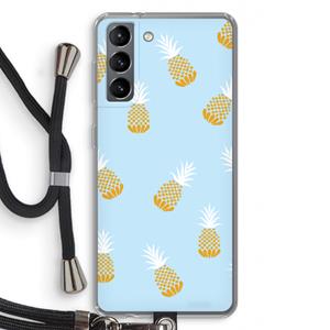 CaseCompany Ananasjes: Samsung Galaxy S21 Transparant Hoesje met koord