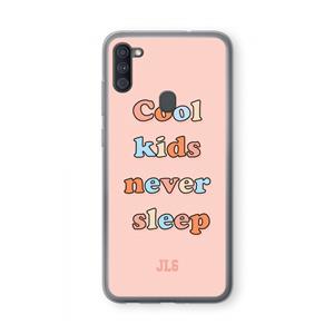 CaseCompany Cool Kids Never Sleep: Samsung Galaxy A11 Transparant Hoesje