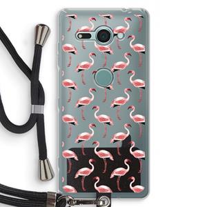 CaseCompany Flamingoprint groen: Sony Xperia XZ2 Compact Transparant Hoesje met koord