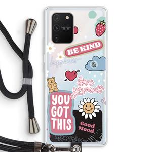CaseCompany Positivity: Samsung Galaxy S10 Lite Transparant Hoesje met koord