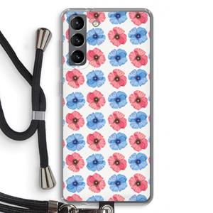 CaseCompany Klaproosjes: Samsung Galaxy S21 Transparant Hoesje met koord