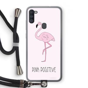 CaseCompany Pink positive: Samsung Galaxy A11 Transparant Hoesje met koord