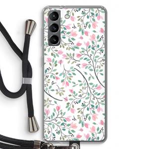 CaseCompany Sierlijke bloemen: Samsung Galaxy S21 Transparant Hoesje met koord